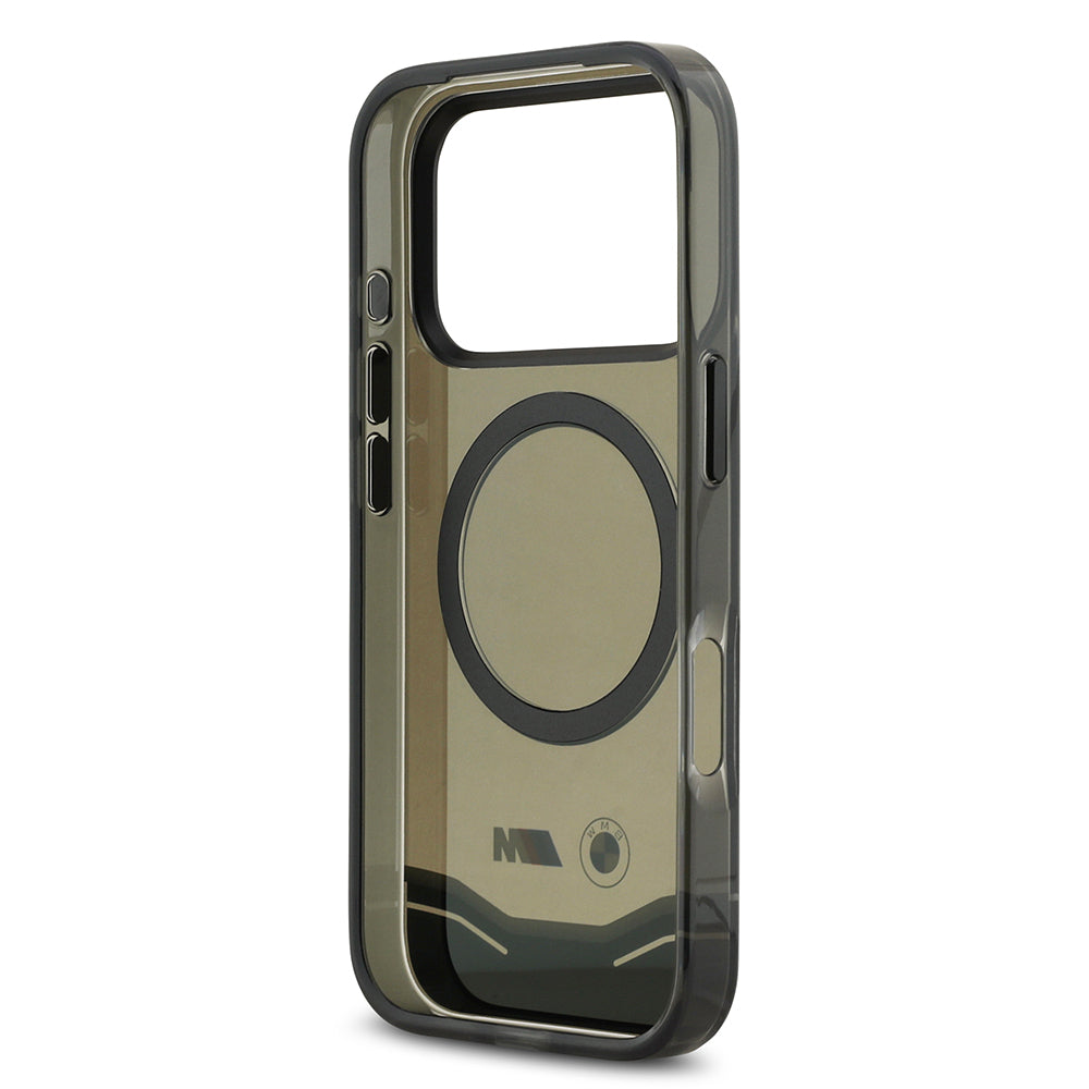 BMW iPhone 17 Pro Orjinal Lisanslı M-safe Şarj Özellikli Metal Buton Tasarımlı Tranparan M Dizayn Kılıf