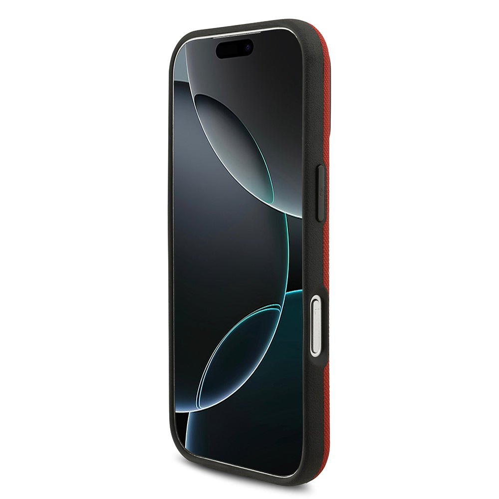 BMW iPhone 17 Pro Orjinal Lisanslı M-safe Şarj Özellikli Metal Logolu Delikli M Dizayn Deri Kılıf