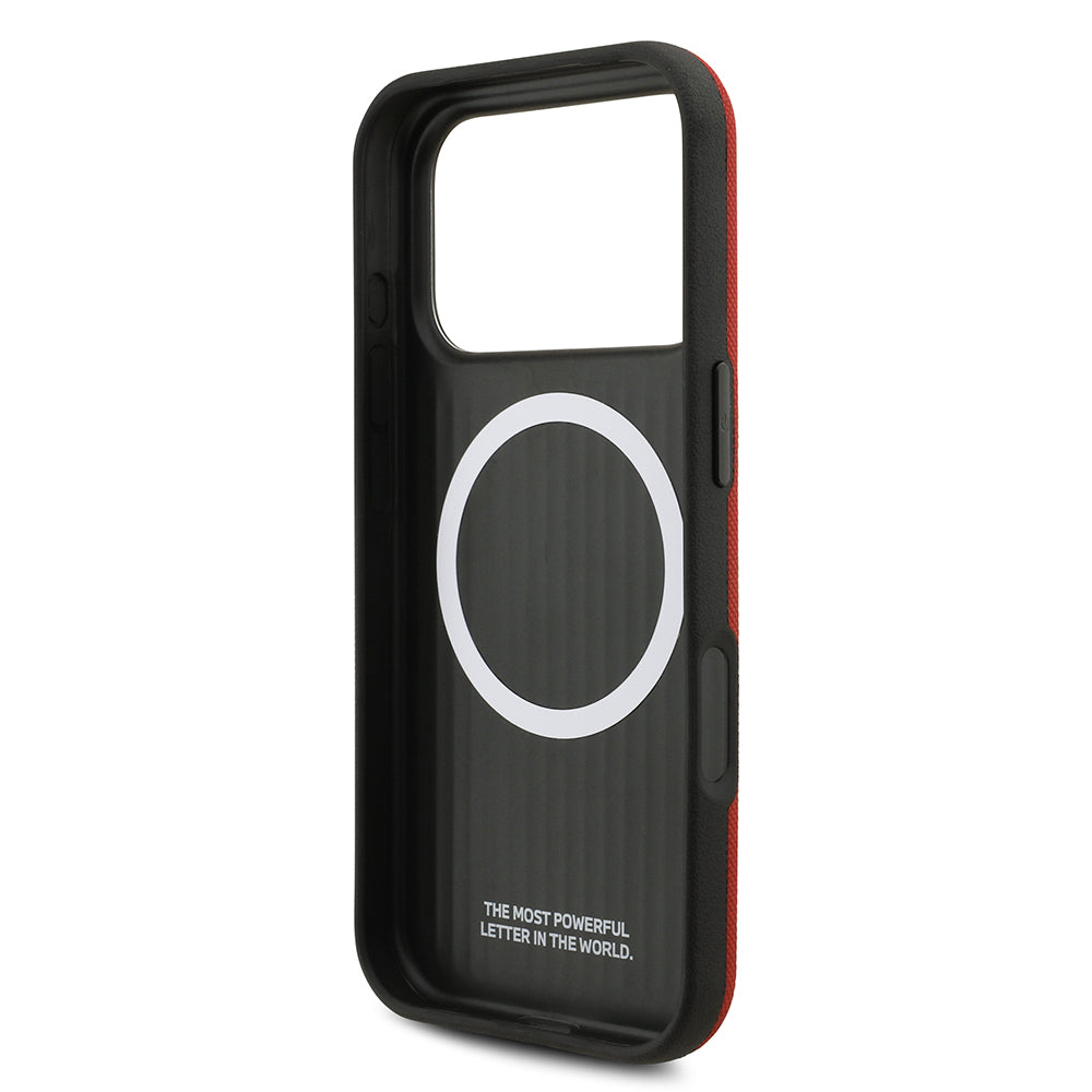 BMW iPhone 17 Pro Orjinal Lisanslı M-safe Şarj Özellikli Metal Logolu Delikli M Dizayn Deri Kılıf