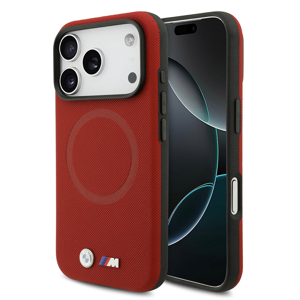 BMW iPhone 17 Pro Orjinal Lisanslı M-safe Şarj Özellikli Metal Logolu Delikli M Dizayn Deri Kılıf