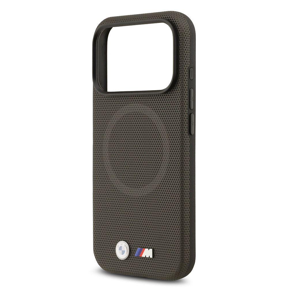 BMW iPhone 17 Pro Orjinal Lisanslı M-safe Şarj Özellikli Metal Logolu Delikli M Dizayn Deri Kılıf