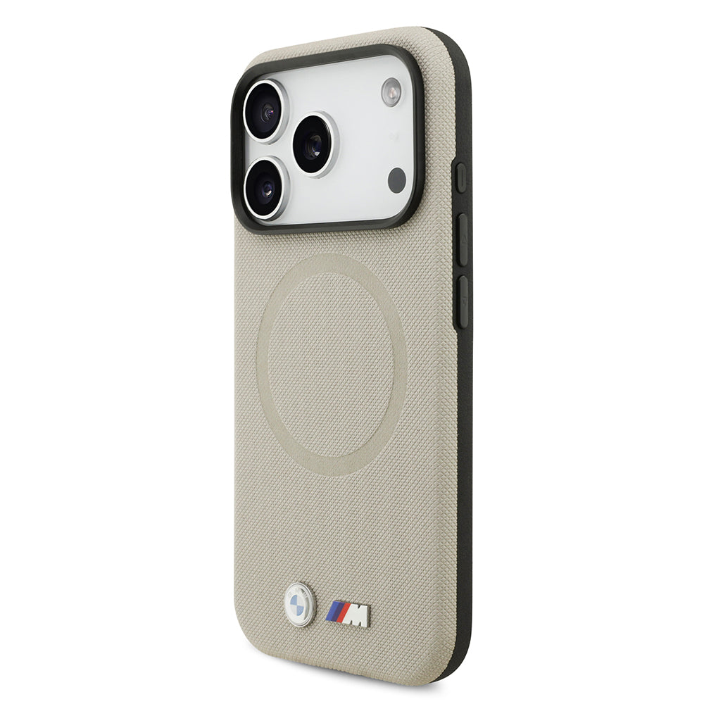 BMW iPhone 17 Pro Orjinal Lisanslı M-safe Şarj Özellikli Metal Logolu Delikli M Dizayn Deri Kılıf