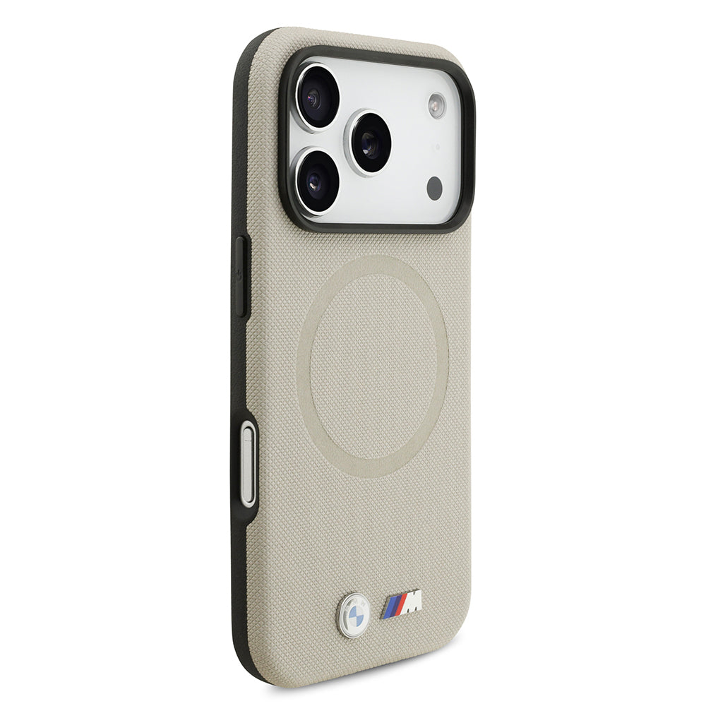 BMW iPhone 17 Pro Orjinal Lisanslı M-safe Şarj Özellikli Metal Logolu Delikli M Dizayn Deri Kılıf