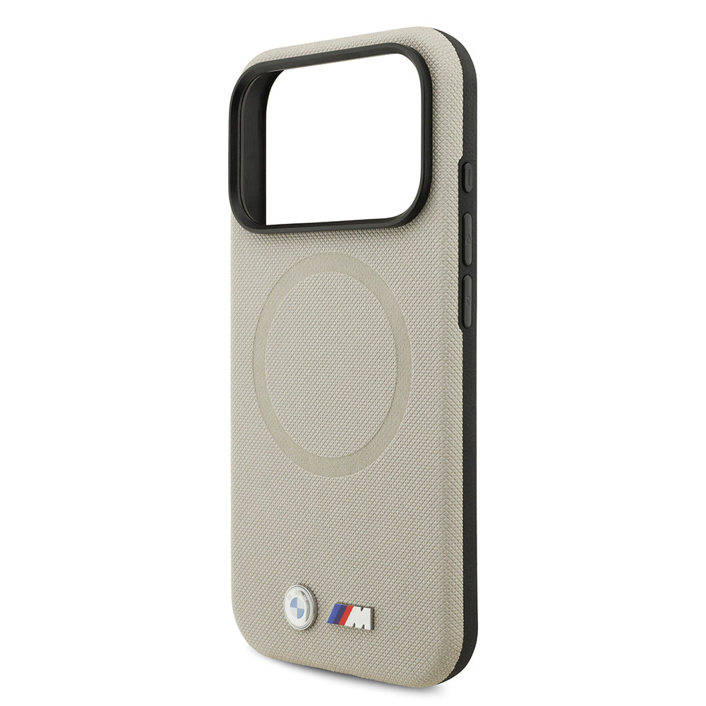 BMW iPhone 17 Pro Orjinal Lisanslı M-safe Şarj Özellikli Metal Logolu Delikli M Dizayn Deri Kılıf