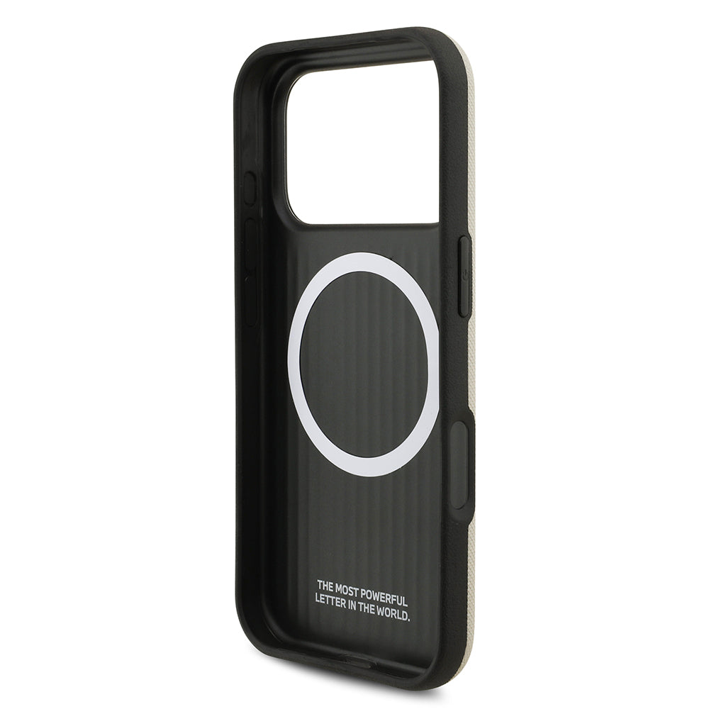 BMW iPhone 17 Pro Orjinal Lisanslı M-safe Şarj Özellikli Metal Logolu Delikli M Dizayn Deri Kılıf