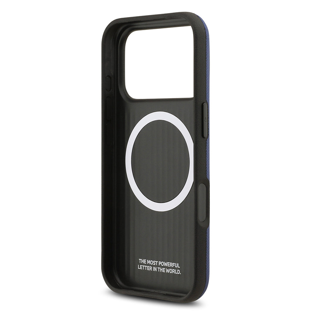 BMW iPhone 17 Pro Orjinal Lisanslı M-safe Şarj Özellikli Metal Logolu Delikli M Dizayn Deri Kılıf