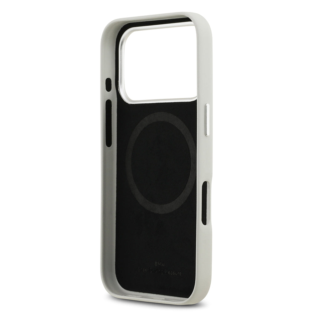 BMW iPhone 17 Pro Orjinal Lisanslı M-safe Şarj Özellikli Metal Logolu Tam Kaplama Deri Kılıf