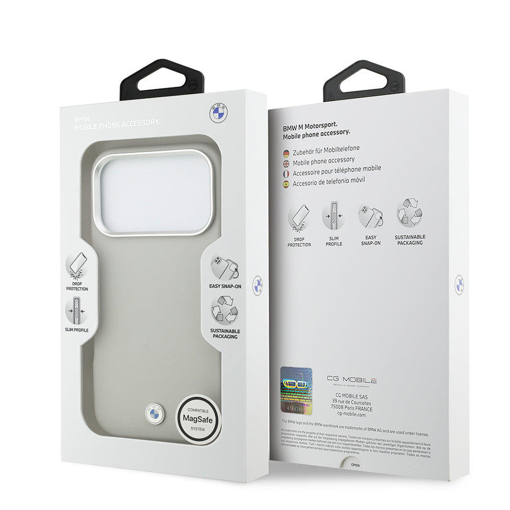 BMW iPhone 17 Pro Orjinal Lisanslı M-safe Şarj Özellikli Metal Logolu Tam Kaplama Deri Kılıf