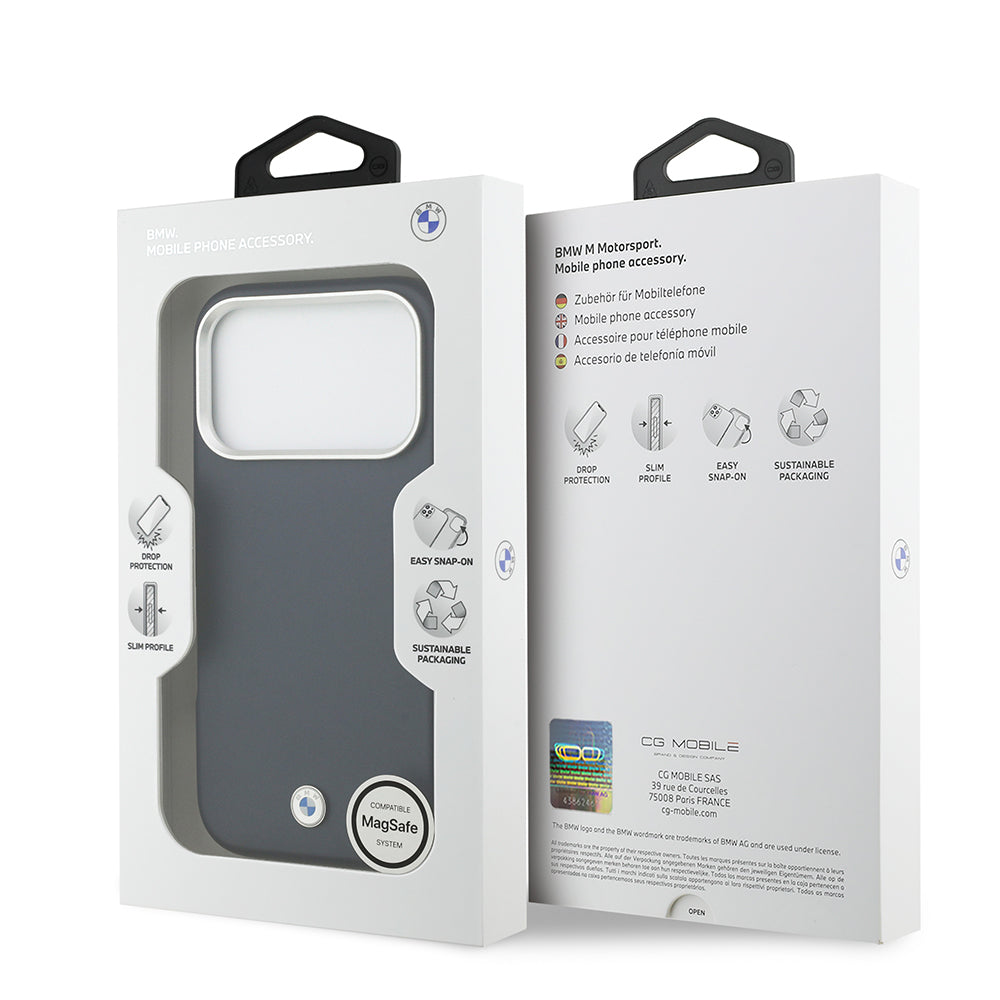 BMW iPhone 17 Pro Orjinal Lisanslı M-safe Şarj Özellikli Metal Logolu Tam Kaplama Deri Kılıf