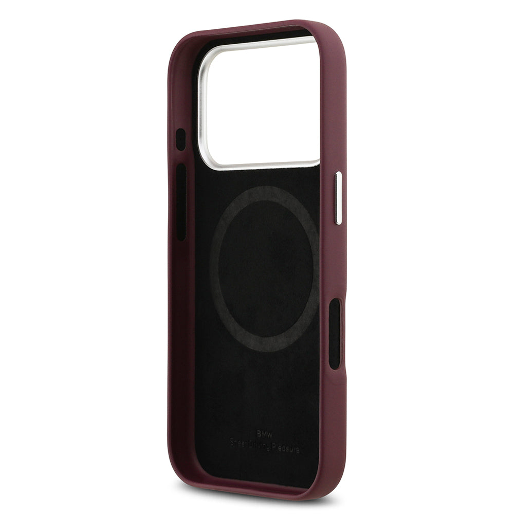 BMW iPhone 17 Pro Orjinal Lisanslı M-safe Şarj Özellikli Metal Logolu Tam Kaplama Deri Kılıf