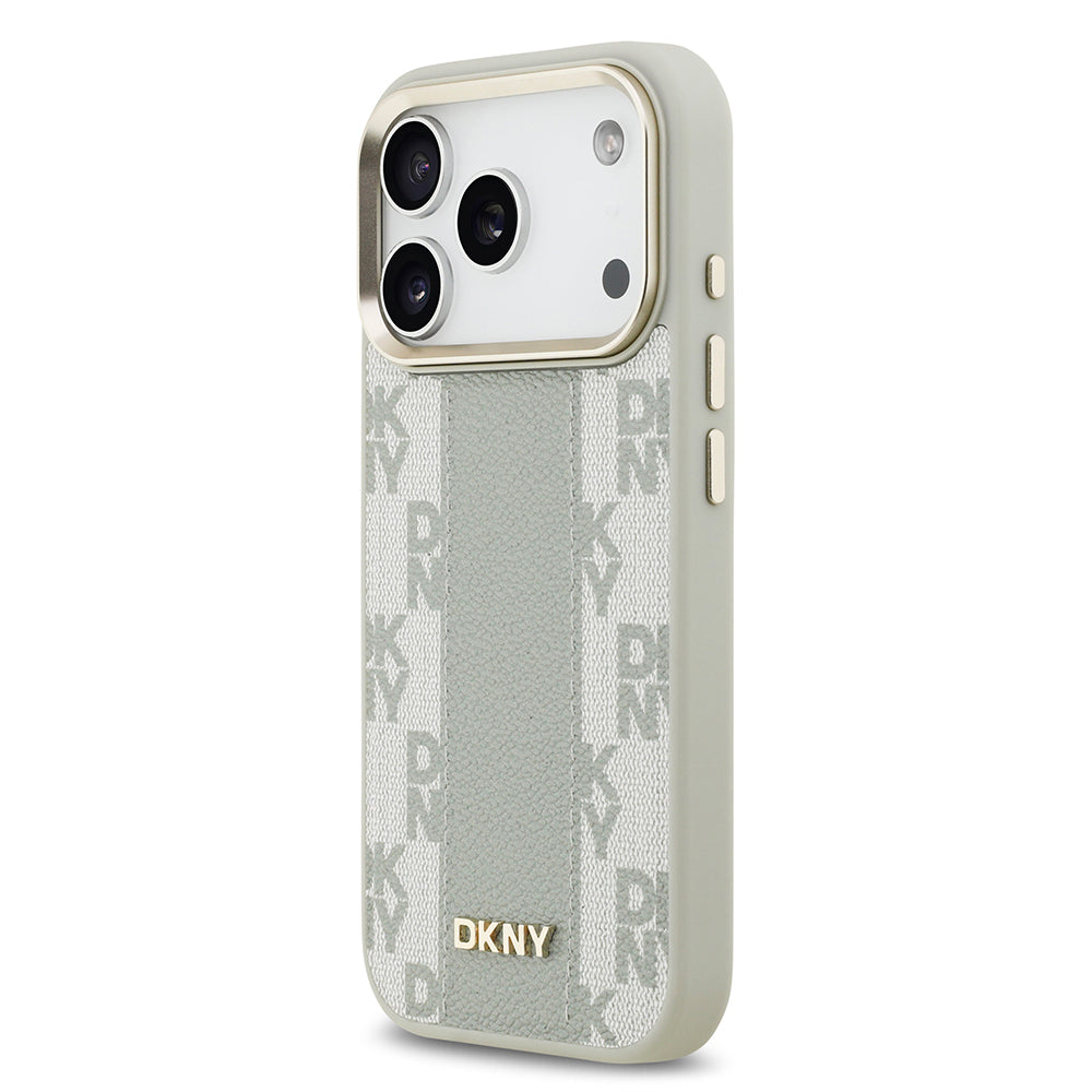 DKNY iPhone 17 Pro Orjinal Lisanslı M-safe Şarj Özellikli 3D Yazılı Checkered Pattern Kılıf