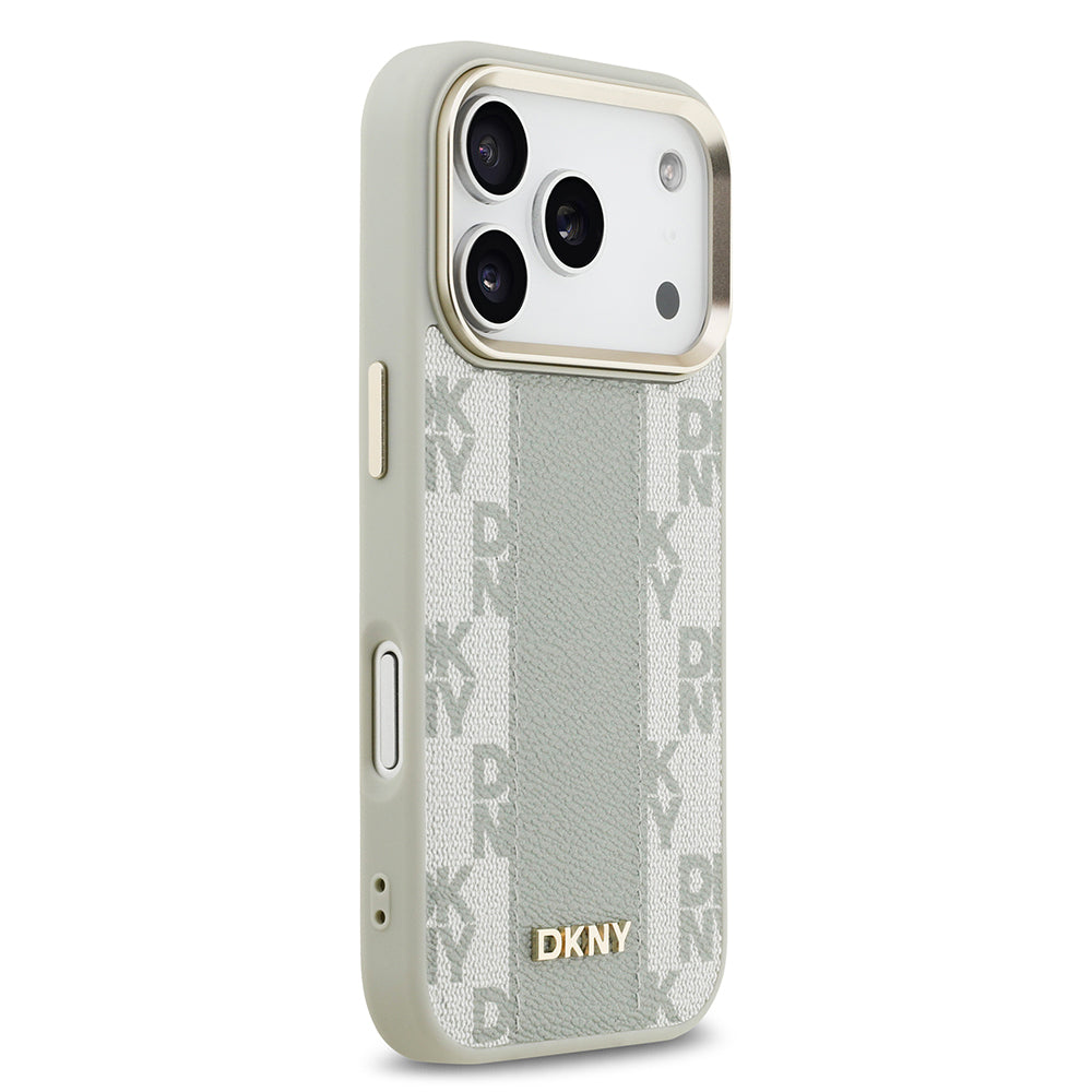 DKNY iPhone 17 Pro Orjinal Lisanslı M-safe Şarj Özellikli 3D Yazılı Checkered Pattern Kılıf