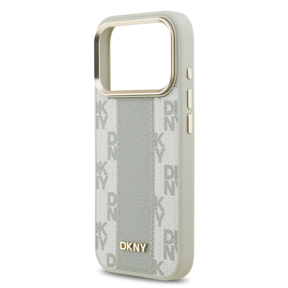 DKNY iPhone 17 Pro Orjinal Lisanslı M-safe Şarj Özellikli 3D Yazılı Checkered Pattern Kılıf