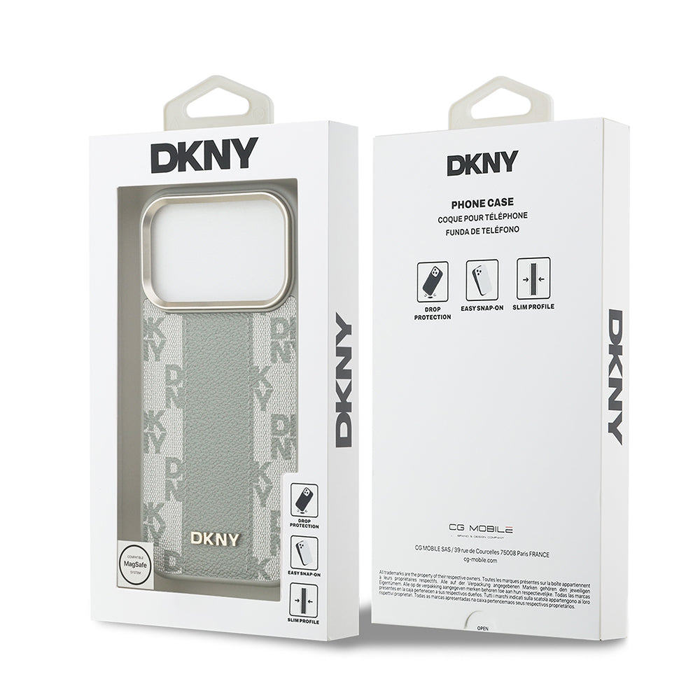 DKNY iPhone 17 Pro Orjinal Lisanslı M-safe Şarj Özellikli 3D Yazılı Checkered Pattern Kılıf