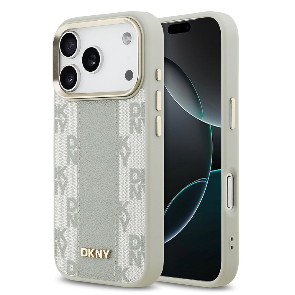 DKNY iPhone 17 Pro Orjinal Lisanslı M-safe Şarj Özellikli 3D Yazılı Checkered Pattern Kılıf