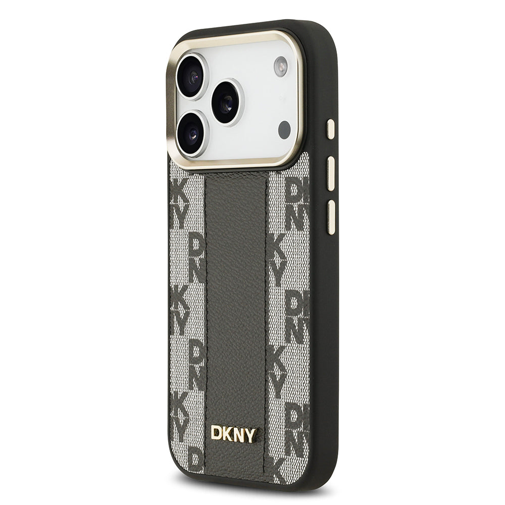 DKNY iPhone 17 Pro Orjinal Lisanslı M-safe Şarj Özellikli 3D Yazılı Checkered Pattern Kılıf