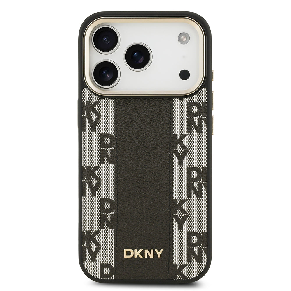 DKNY iPhone 17 Pro Orjinal Lisanslı M-safe Şarj Özellikli 3D Yazılı Checkered Pattern Kılıf
