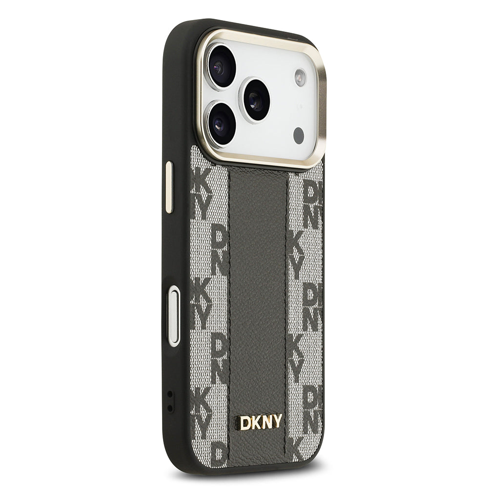DKNY iPhone 17 Pro Orjinal Lisanslı M-safe Şarj Özellikli 3D Yazılı Checkered Pattern Kılıf