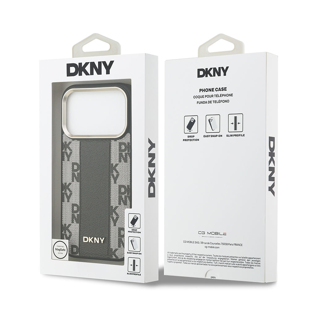 DKNY iPhone 17 Pro Orjinal Lisanslı M-safe Şarj Özellikli 3D Yazılı Checkered Pattern Kılıf