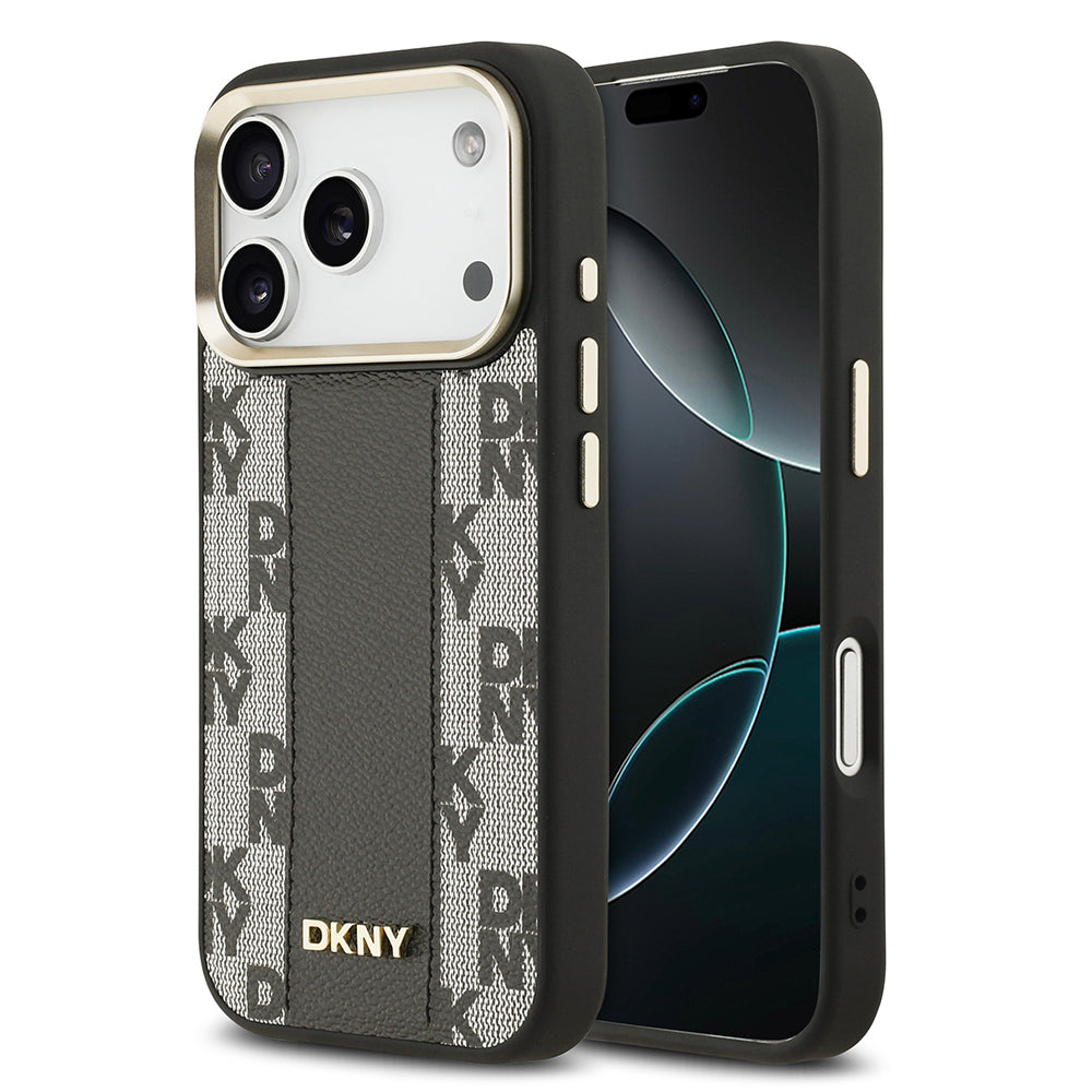DKNY iPhone 17 Pro Orjinal Lisanslı M-safe Şarj Özellikli 3D Yazılı Checkered Pattern Kılıf