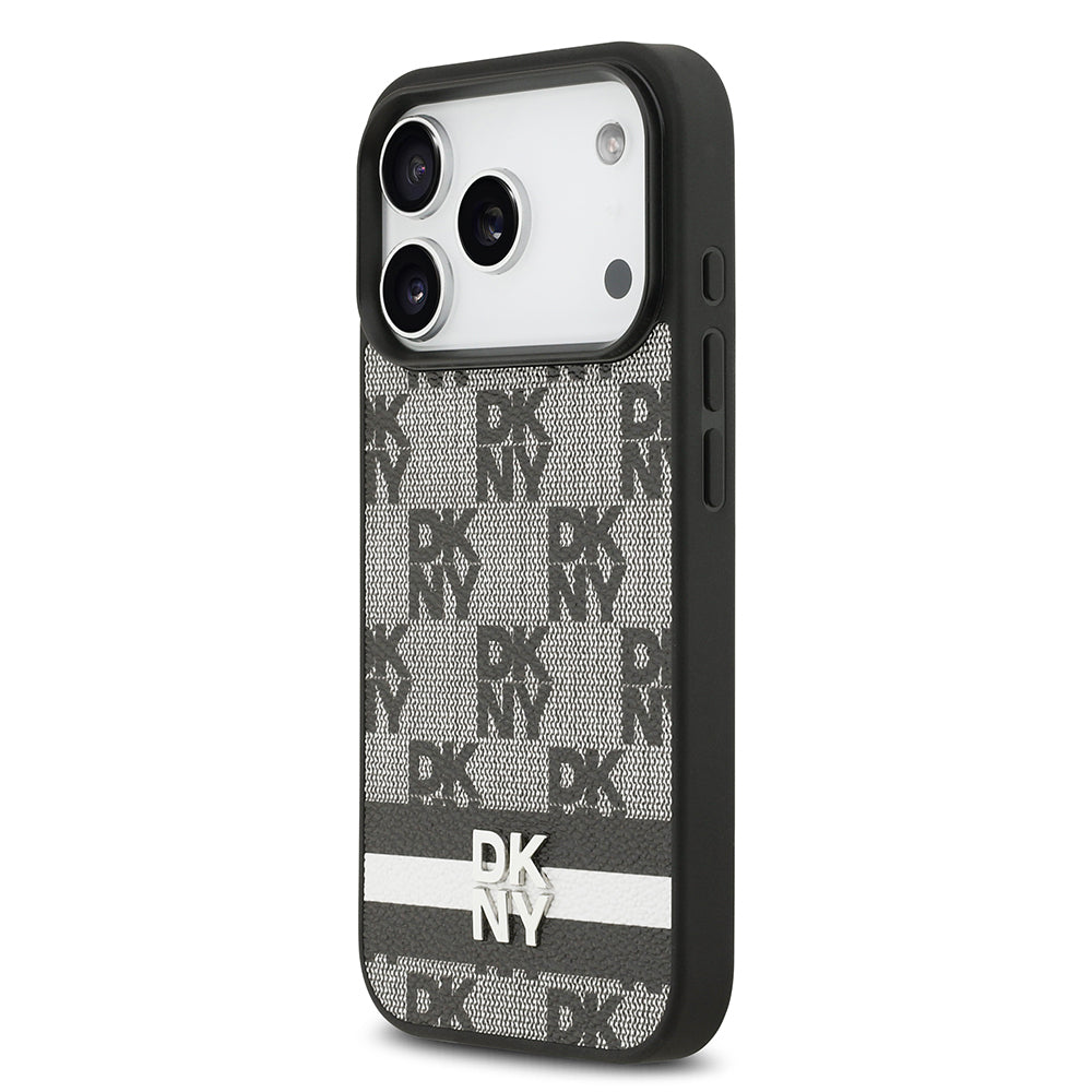 DKNY iPhone 17 Pro Orjinal Lisanslı M-safe Şarj Özellikli 3D Yazılı Metal Logolu Kılıf