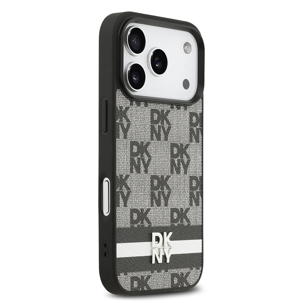 DKNY iPhone 17 Pro Orjinal Lisanslı M-safe Şarj Özellikli 3D Yazılı Metal Logolu Kılıf