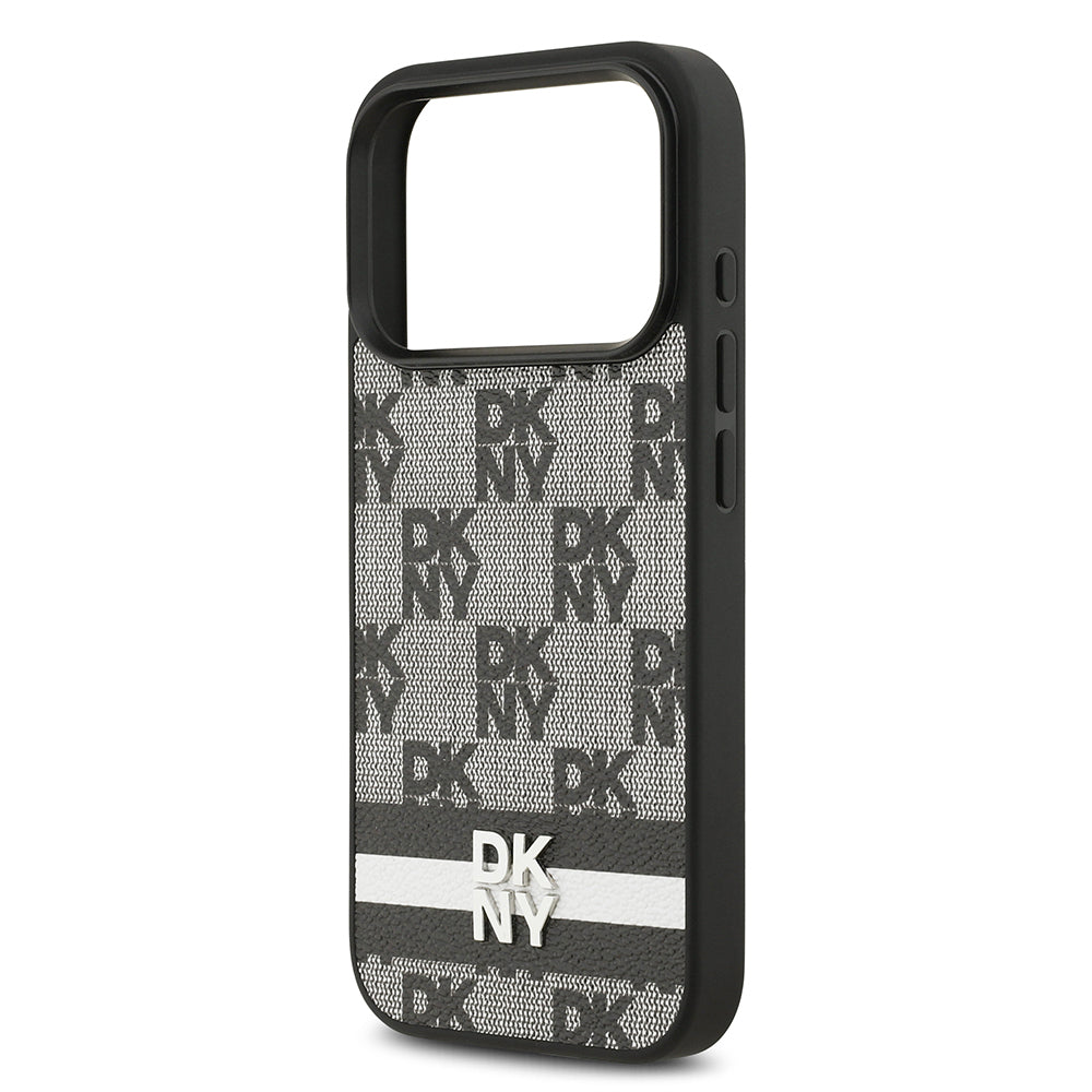 DKNY iPhone 17 Pro Orjinal Lisanslı M-safe Şarj Özellikli 3D Yazılı Metal Logolu Kılıf
