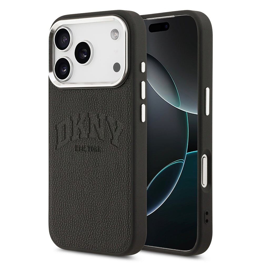 DKNY iPhone 17 Pro Orjinal Lisanslı M-safe Şarj Özellikli PU Deri Kabartmalı Kılıf