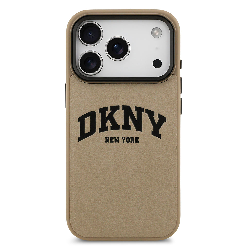 DKNY iPhone 17 Pro Orjinal Lisanslı M-safe Şarj Özellikli PU Deri Kabartmalı Kılıf