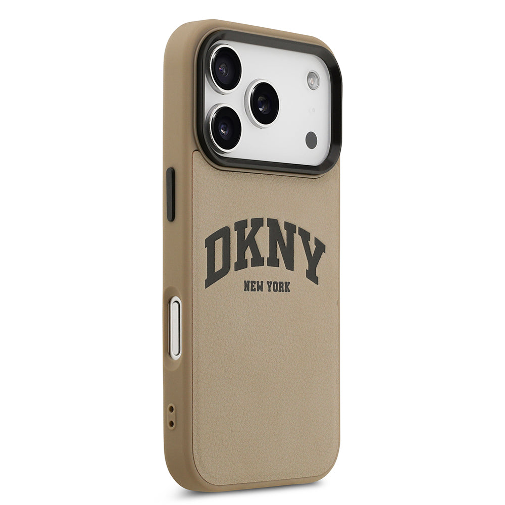 DKNY iPhone 17 Pro Orjinal Lisanslı M-safe Şarj Özellikli PU Deri Kabartmalı Kılıf