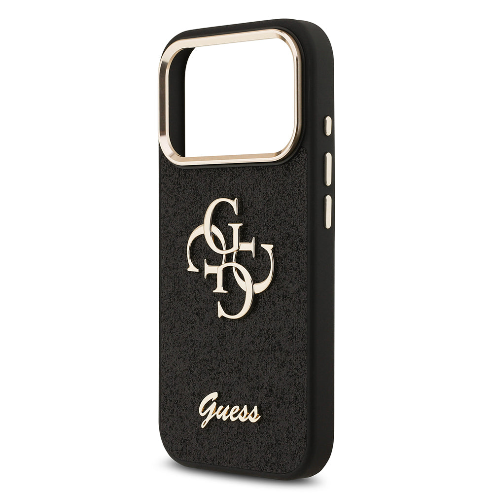 Guess iPhone 17 Pro Orjinal Lisanslı 4G Büyük Metal Kamera Çerçeveli ve Logolu Glitter Kılıf