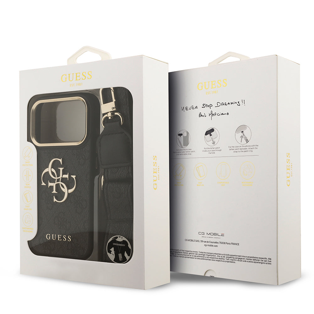 Guess iPhone 17 Pro Orjinal Lisanslı 4G Büyük Metal Logolu Kalın Askılı Kılıf