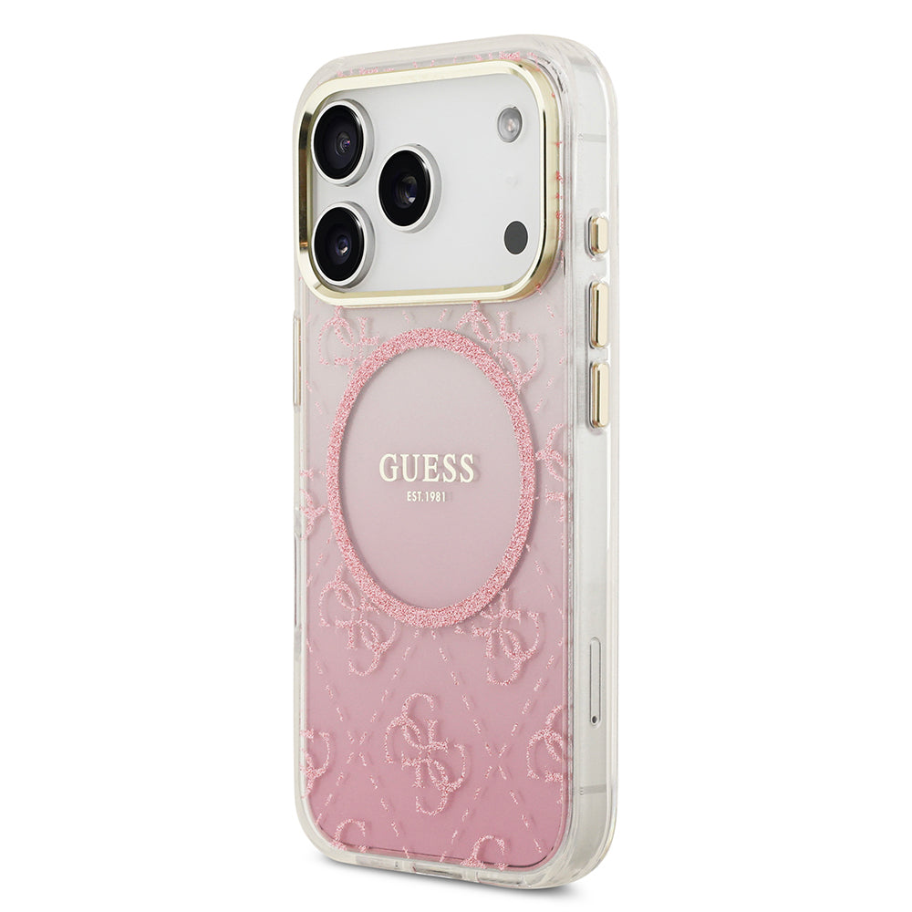 Guess iPhone 17 Pro Orjinal Lisanslı M-safe Şarj Özellikli 4G Desenli Simli Silikon Kılıf