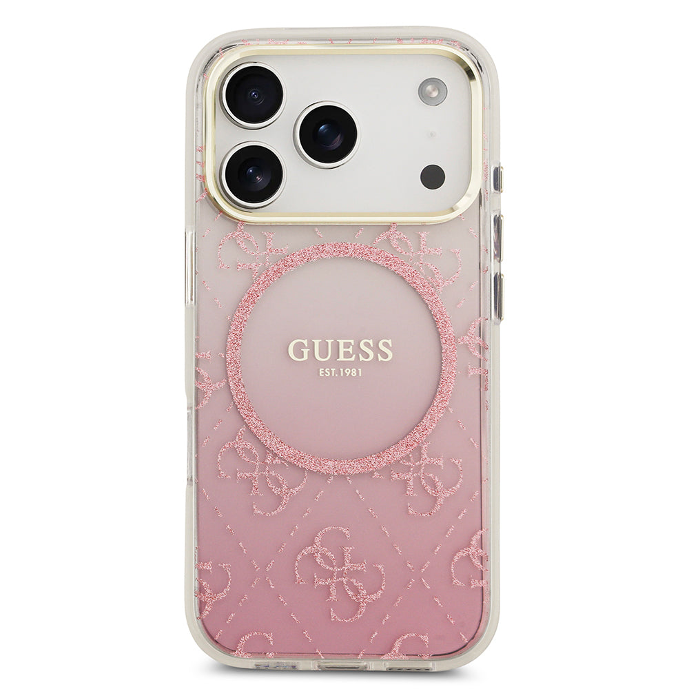 Guess iPhone 17 Pro Orjinal Lisanslı M-safe Şarj Özellikli 4G Desenli Simli Silikon Kılıf