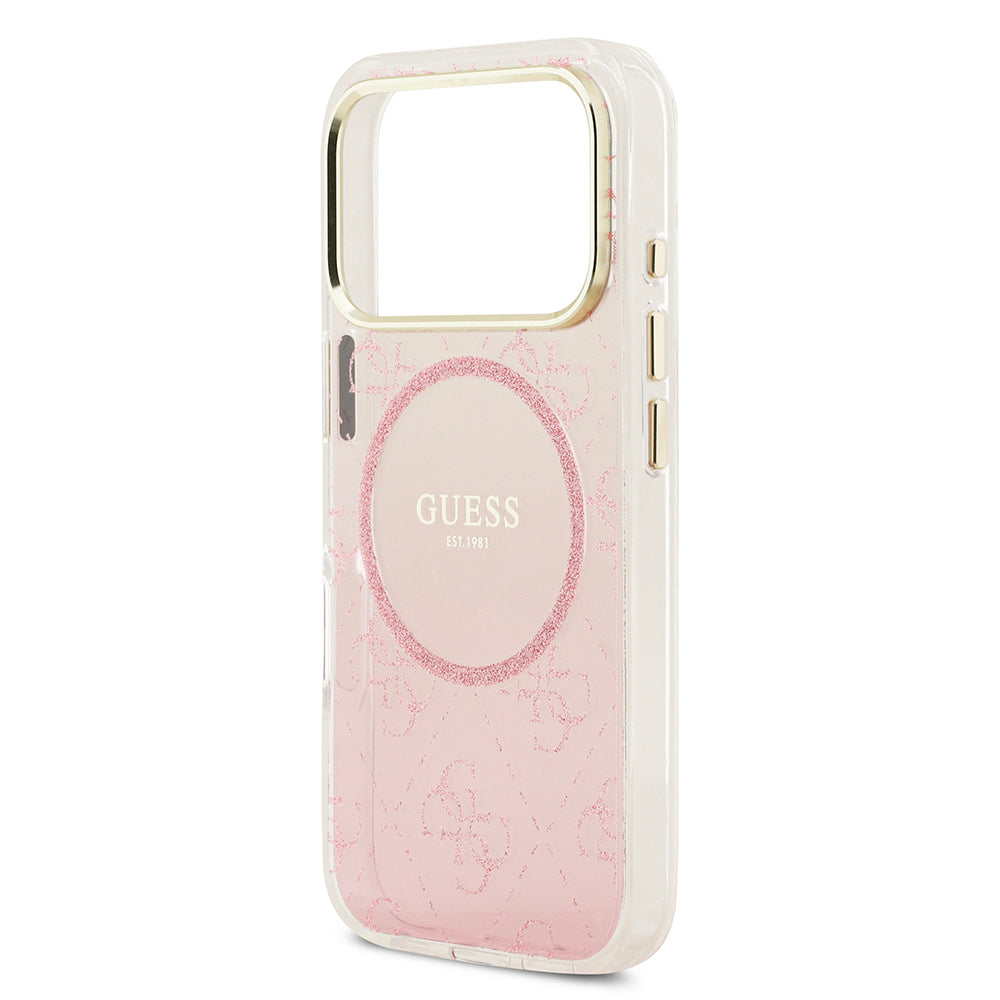 Guess iPhone 17 Pro Orjinal Lisanslı M-safe Şarj Özellikli 4G Desenli Simli Silikon Kılıf