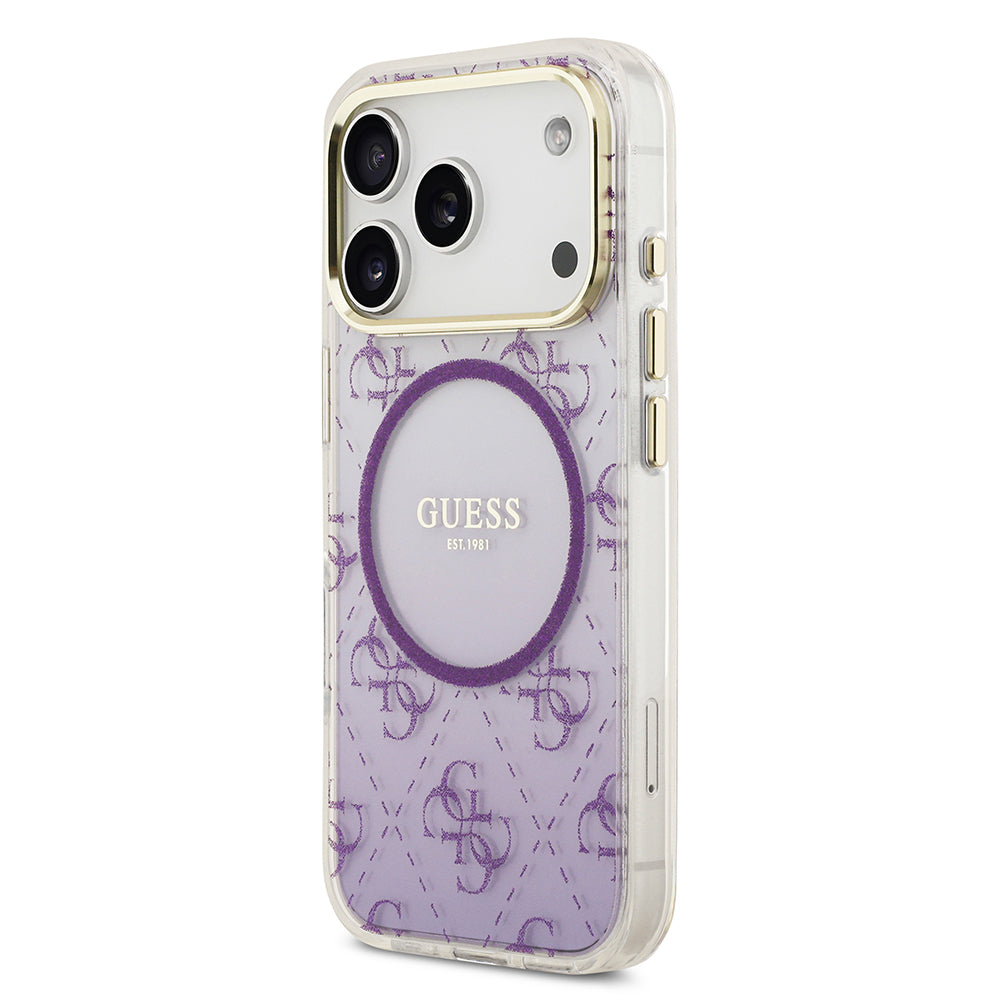 Guess iPhone 17 Pro Orjinal Lisanslı M-safe Şarj Özellikli 4G Desenli Simli Silikon Kılıf