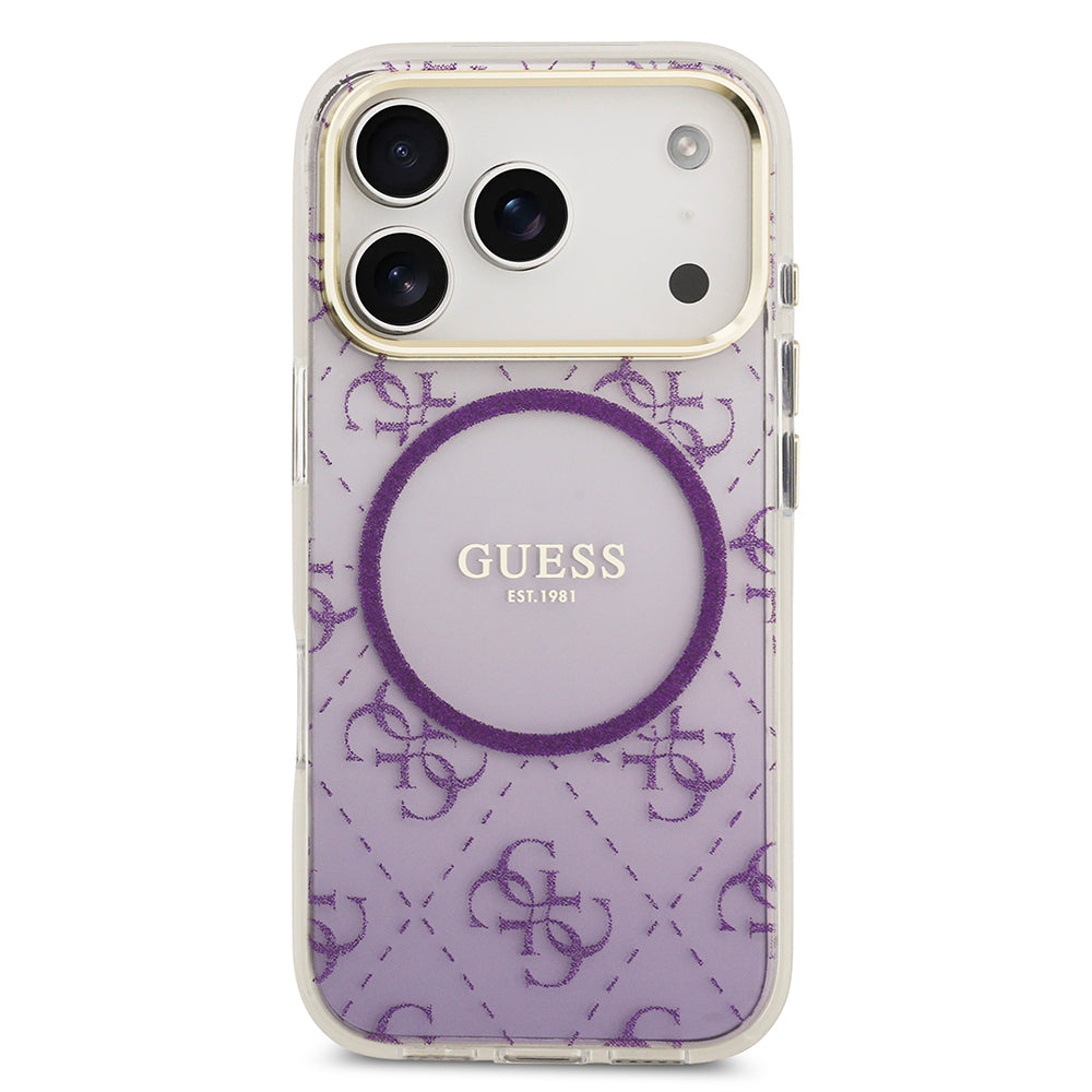 Guess iPhone 17 Pro Orjinal Lisanslı M-safe Şarj Özellikli 4G Desenli Simli Silikon Kılıf