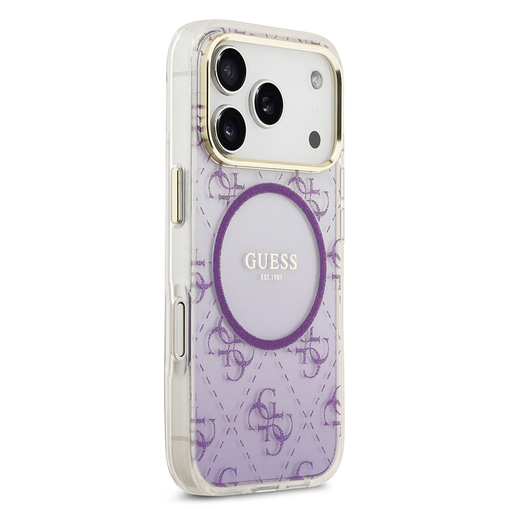 Guess iPhone 17 Pro Orjinal Lisanslı M-safe Şarj Özellikli 4G Desenli Simli Silikon Kılıf