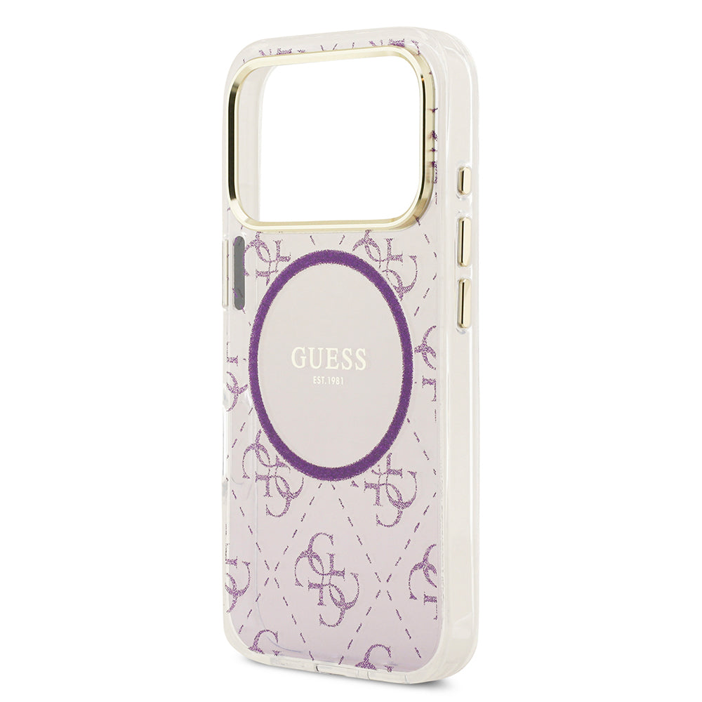 Guess iPhone 17 Pro Orjinal Lisanslı M-safe Şarj Özellikli 4G Desenli Simli Silikon Kılıf