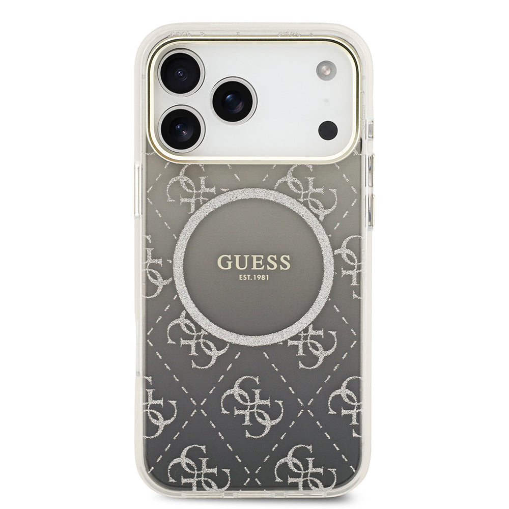 Guess iPhone 17 Pro Orjinal Lisanslı M-safe Şarj Özellikli 4G Desenli Simli Silikon Kılıf