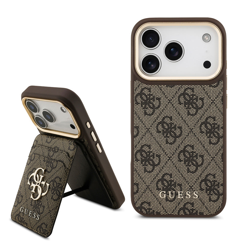 Guess iPhone 17 Pro Orjinal Lisanslı M-safe Şarj Özellikli 4G Metal Büyük Logolu Kartlıklı Kılıf