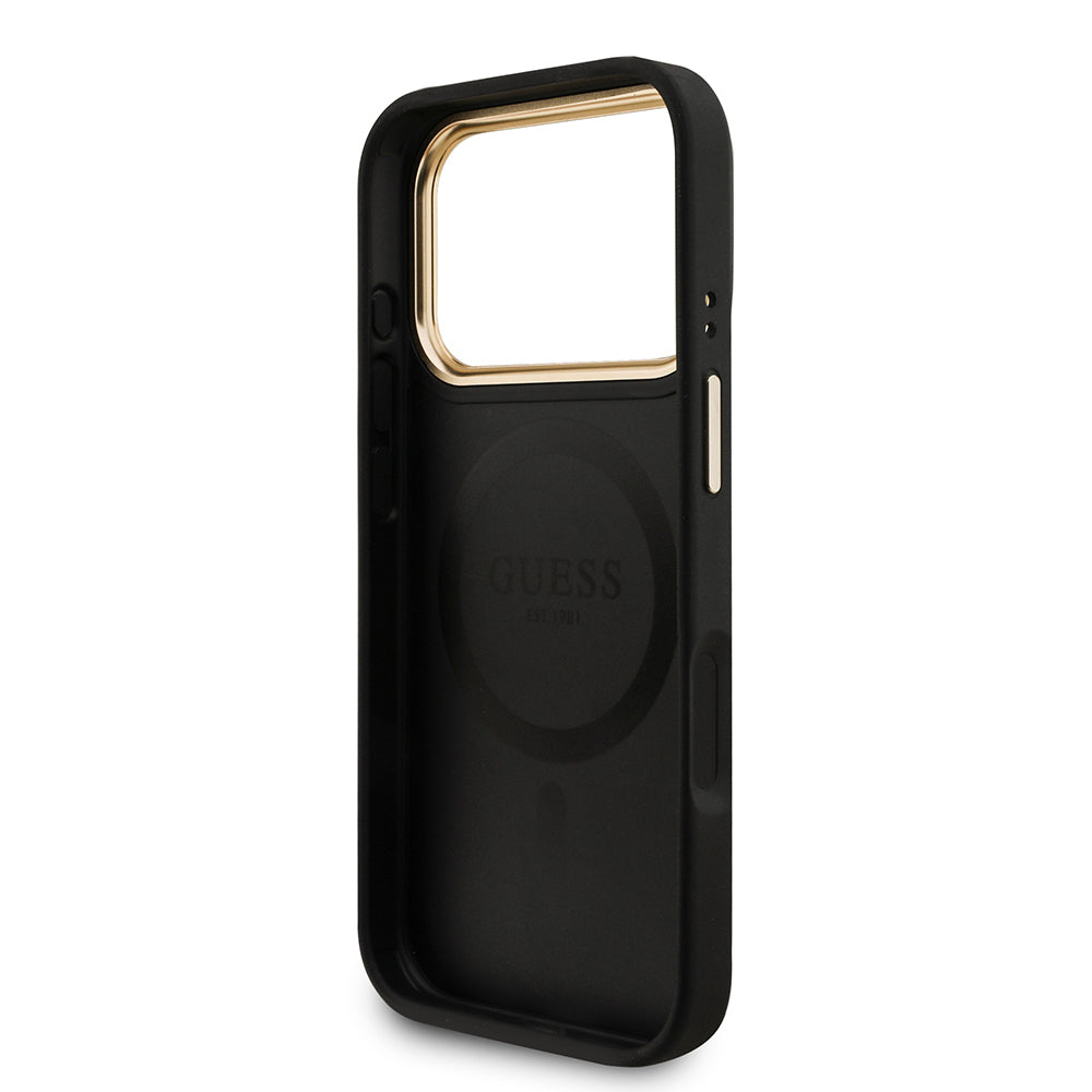 Guess iPhone 17 Pro Orjinal Lisanslı M-safe Şarj Özellikli Askılı ve 4G Logo Kartlıklı Kılıf