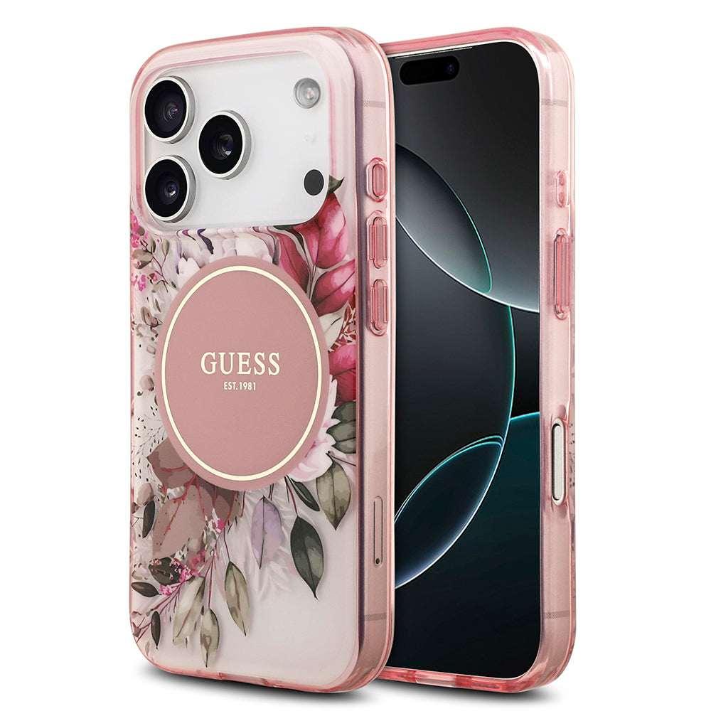 Guess iPhone 17 Pro Orjinal Lisanslı M-safe Şarj Özellikli Flower Tonal Circle Kılıf