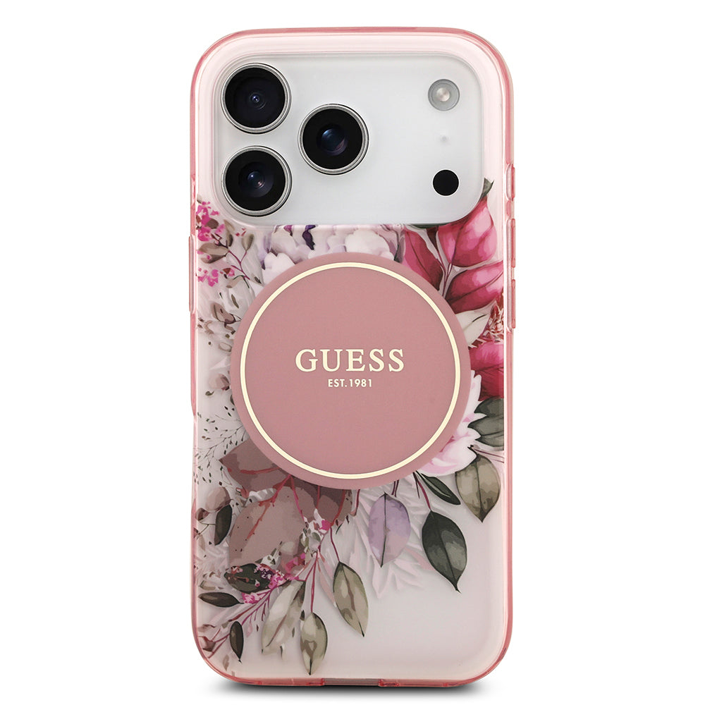 Guess iPhone 17 Pro Orjinal Lisanslı M-safe Şarj Özellikli Flower Tonal Circle Kılıf