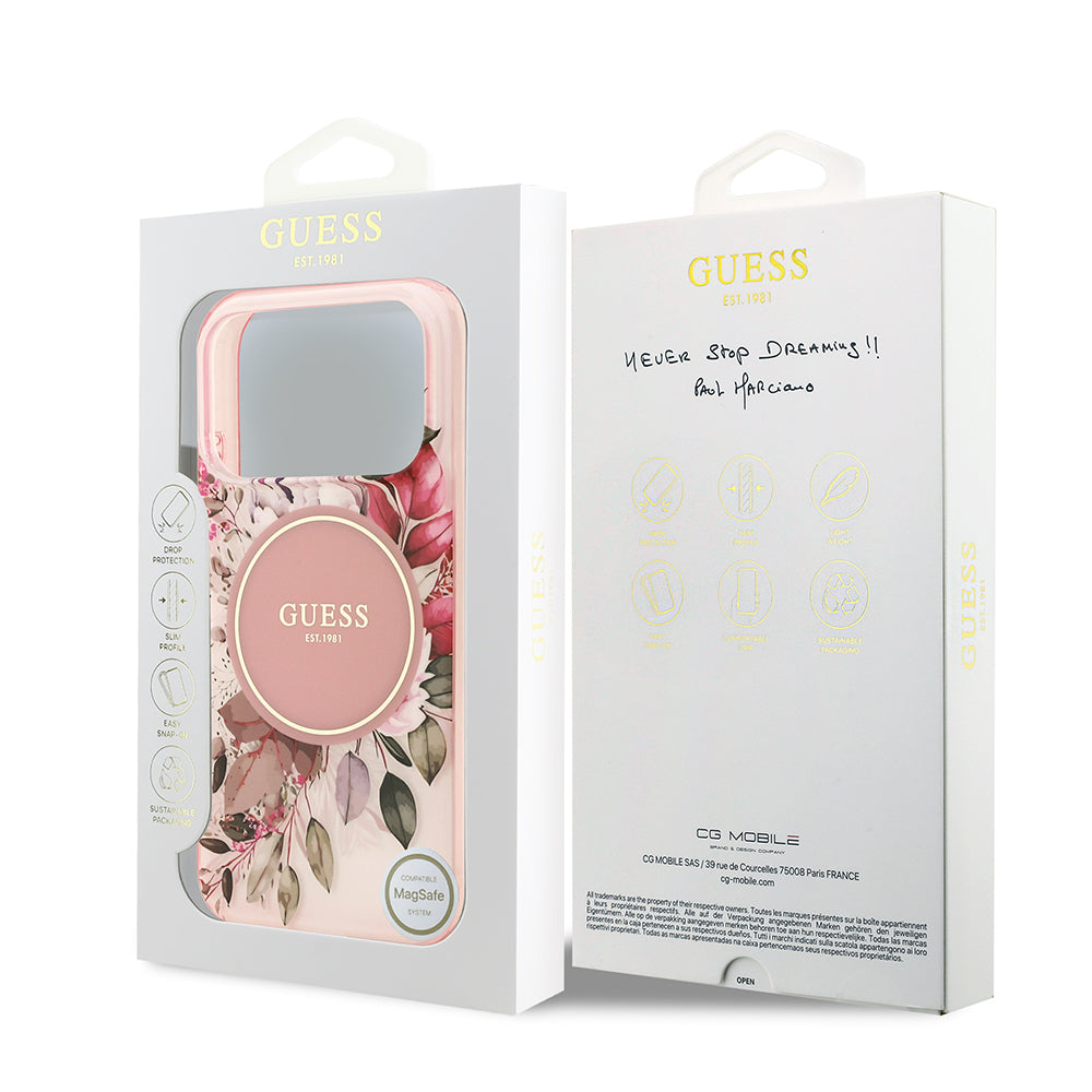 Guess iPhone 17 Pro Orjinal Lisanslı M-safe Şarj Özellikli Flower Tonal Circle Kılıf