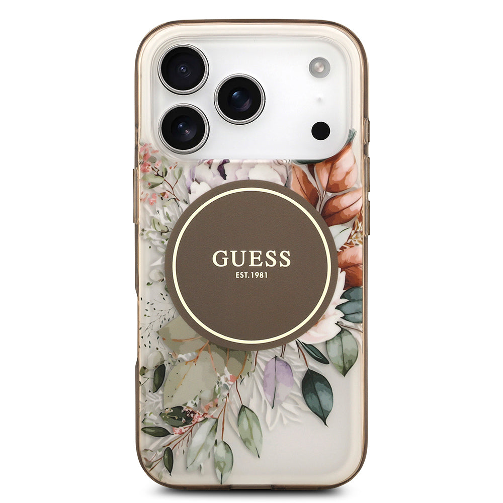 Guess iPhone 17 Pro Orjinal Lisanslı M-safe Şarj Özellikli Flower Tonal Circle Kılıf