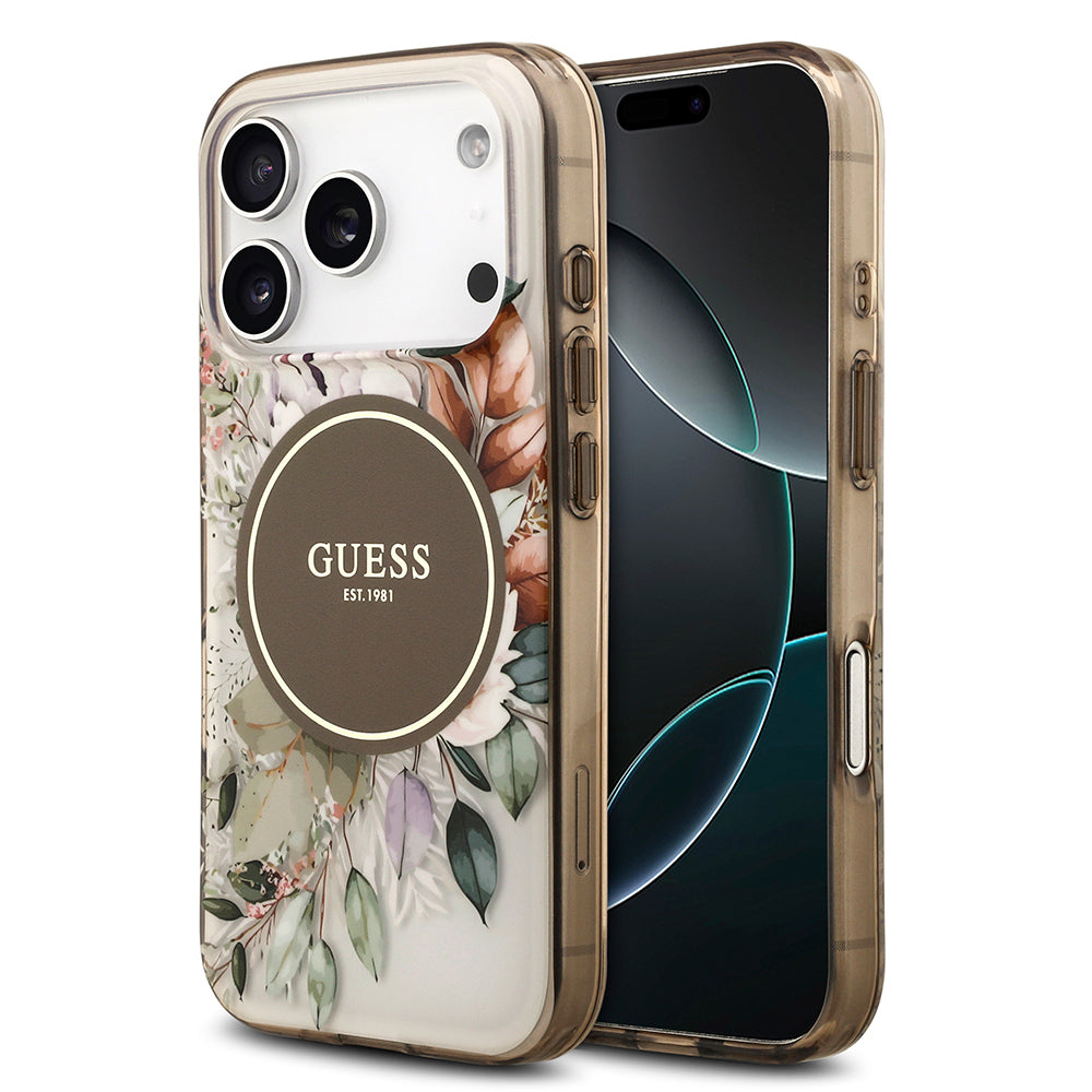 Guess iPhone 17 Pro Orjinal Lisanslı M-safe Şarj Özellikli Flower Tonal Circle Kılıf