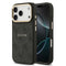 Guess iPhone 17 Pro Orjinal Lisanslı M-safe Şarj Özellikli Gold Metal Kamera Çerçeveli PU Deri 4G Desenli Yazı Logolu Kılıf