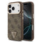 Guess iPhone 17 Pro Orjinal Lisanslı M-safe Şarj Özellikli Gold Metal Kamera Çerçeveli Taşlı Üçgen Logo 4G Desenli Kılıf