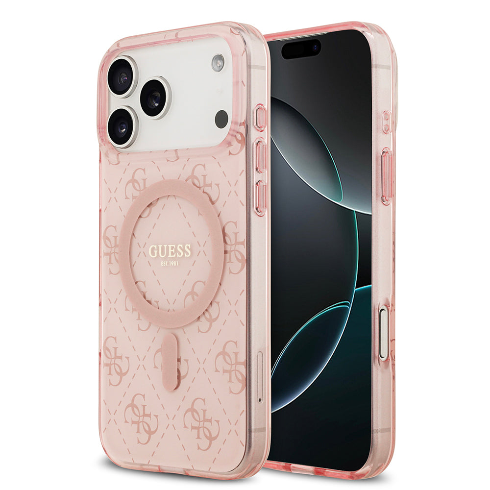 Guess iPhone 17 Pro Orjinal Lisanslı M-safe Şarj Özellikli IML Baskılı Klasik Logolu 4G Desenli Kılıf